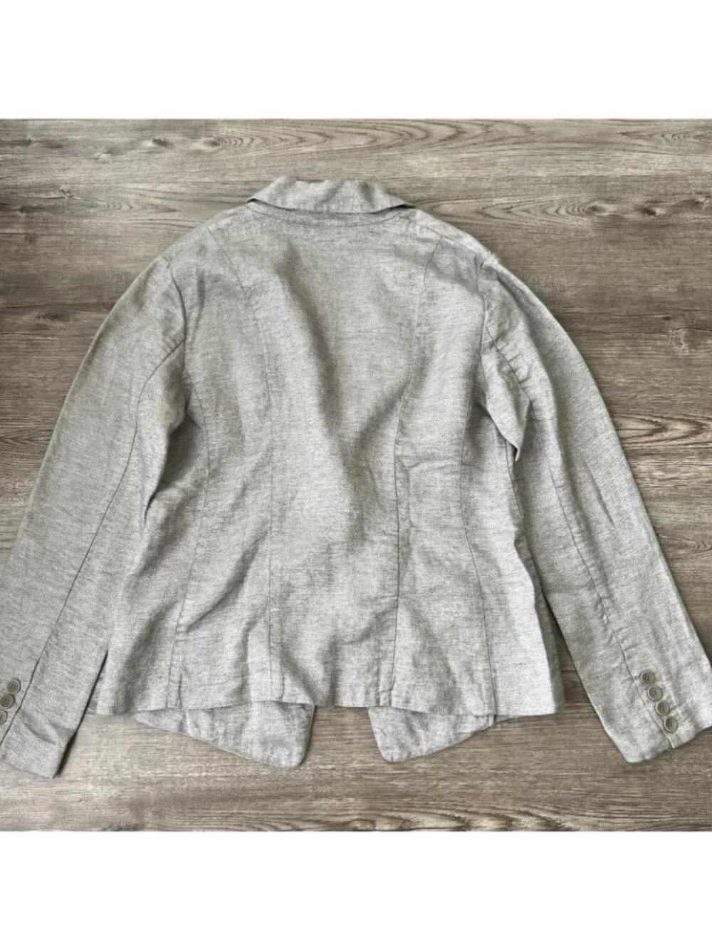 Eileen Fisher Sparkle Linen  One Button Blazer Womens Small Gray